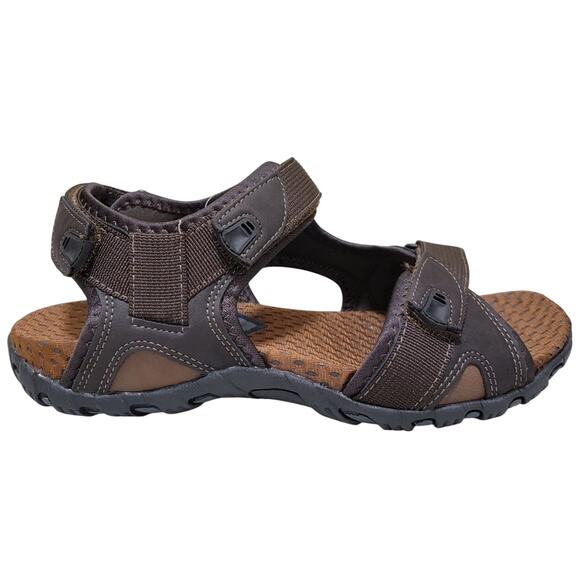 Nunn Bush Men Rio Bravo Triple Strap Sport Sandals Size US 9W Brown Faux Leather main image 4